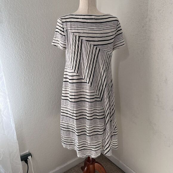 Anthropologie Mauve Women’s Dress Size Large A Line Striped Knee Length Knit - Picture 5 of 9